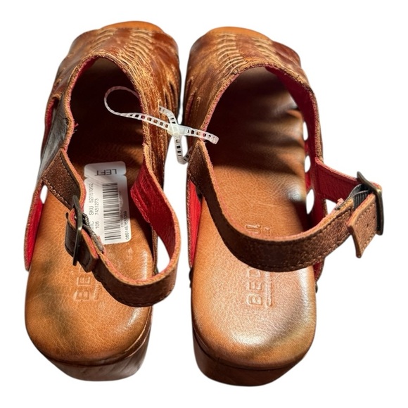 Bed Stu Fontella Distressed Almond Lux Leather Wooden Open Toe Strap Clog 10 - Picture 9 of 15